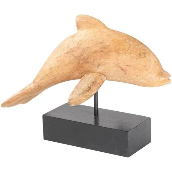 WOODEN DOLPHIN FIGURE WITH SUPPORT image 0