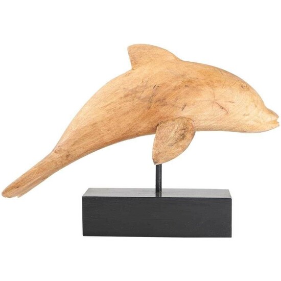 WOODEN DOLPHIN FIGURE WITH SUPPORT image 1