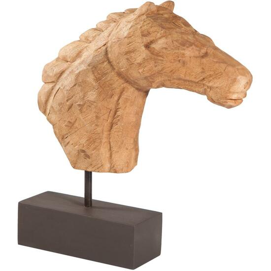 WOODEN HORSE HEAD FIGURE WITH STAND image 0