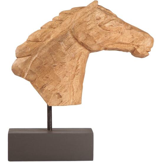 WOODEN HORSE HEAD FIGURE WITH STAND image 1