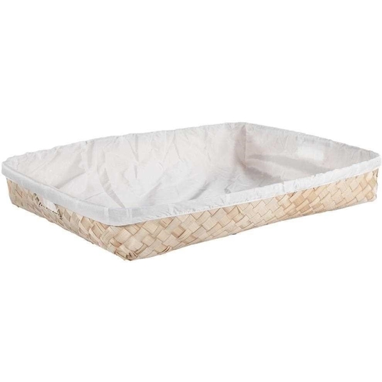 RECTANGULAR TRAY IN NATURAL BAMBOO WITH LINING image 0