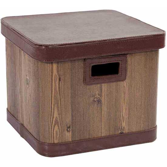 SQUARE BOXES IN SIMILE LEATHER WOOD EFFECT SET 2 PCS image 1