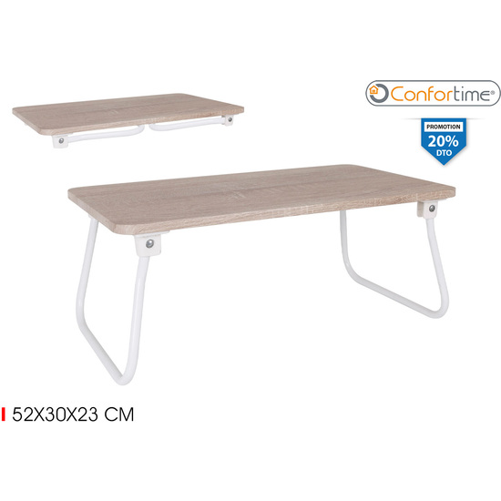 MESA MADERA PLEGABLE MET.WHITE 52X30X23 CONFORTIME image 0