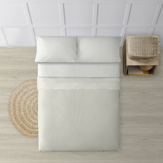JUEGO DE SÁBANAS 100% ALGODÓN MODELO PAPAMOA BEIGE LISO PARA CAMA DE 135. image 0