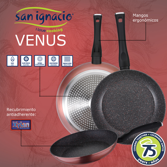 PACK DE 3 SARTENES Ø20/24 Y 28 CMS + SET DE 3PC DE UTENSILIOS DE COCINA EN NYLON image 2