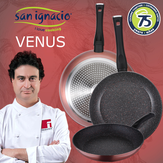 PACK DE 3 SARTENES Ø20/24 Y 28 CMS + SET 3PC DE UTENSILIOS DE COCINA EN ACERO INOXIDABLE image 1