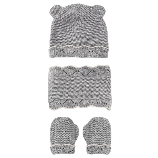 CONJUNTO DE GUANTES, GORRO Y BUFANDA PARA BEBÉS DE 9 A 18 MESES COLOR GRIS image 0