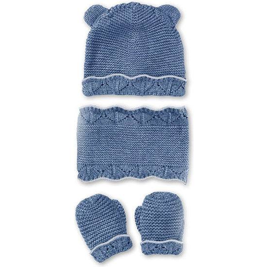 CONJUNTO DE GUANTES, GORRO Y BUFANDA PARA BEBÉS DE 9 A 18 MESES COLOR AZUL image 0