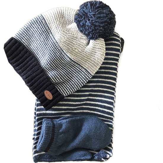 CONJUNTO DE GUANTES, GORRO Y BUFANDA PARA BEBÉS DE 9 A 18 MESES COLOR AZUL MARENGO image 0