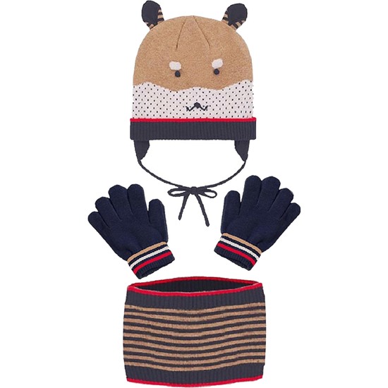 CONJUNTO DE GUANTES, GORRO Y BUFANDA PARA PREESCOLARES DE 2 A 5 AÑOS COLOR BEIGE image 0