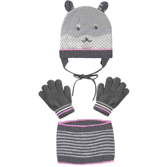 CONJUNTO DE GUANTES, GORRO Y BUFANDA PARA PREESCOLARES DE 2 A 5 AÑOS COLOR GRIS image 0