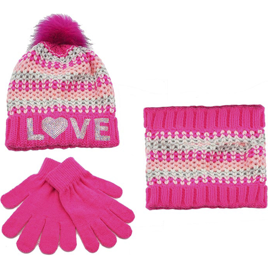 CONJUNTO DE GUANTES, GORRO Y BUFANDA PARA PREESCOLARES DE 2 A 5 AÑOS COLOR FUCSIA image 0