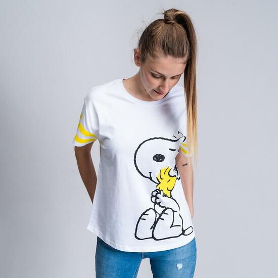 CAMISETA CORTA SINGLE JERSEY PUNTO SNOOPY WHITE image 3