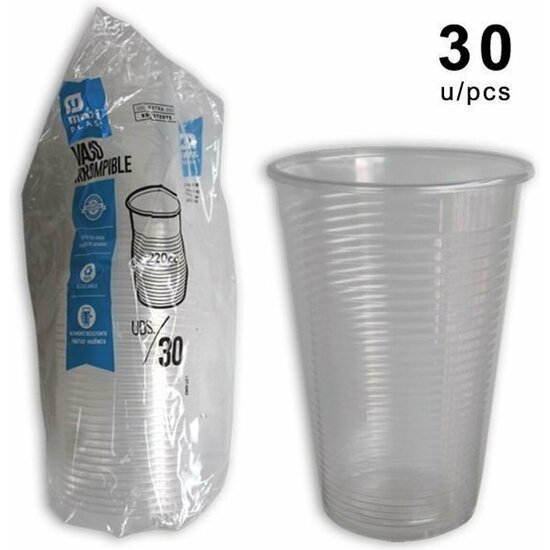 VASO PLASTICO x 30 TRANSPARENTE 220 C.C. image 0