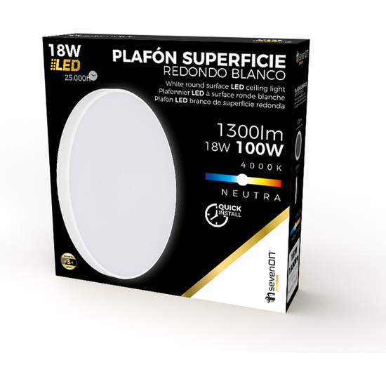 PLAFÓN SUPERF LED BLANCO 18W 4000K 1300LM D250MM 7HSEVENON PREMIUM CJ.1      image 0