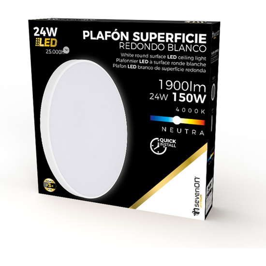 PLAFÓN SUPERF LED BLANCO 24W 4000K 1900LM D320MM 7HSEVENON PREMIUM CJ.1      image 0