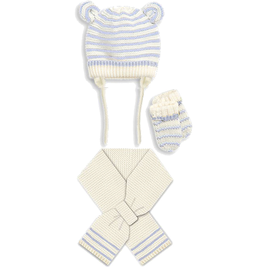 CONJUNTO DE GUANTES, GORRO Y BUFANDA PARA RECIÉN NACIDOS DE 0 A 6 MESES COLOR CELESTE image 0