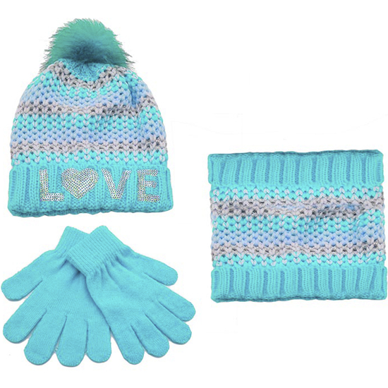 CONJUNTO DE GUANTES, GORRO Y BUFANDA PARA PREESCOLARES DE 2 A 5 AÑOS COLOR AZUL TURQUESA CLARO image 0