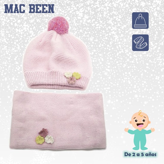 CONJUNTO DE GORRO Y BUFANDA PARA PREESCOLARES DE 2 A 5 AÑOS COLOR ROSA image 1