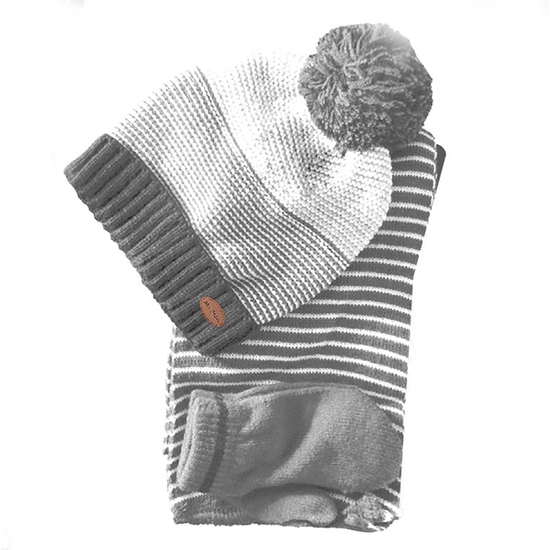 CONJUNTO DE GUANTES, GORRO Y BUFANDA PARA BEBÉS DE 9 A 18 MESES COLOR GRIS image 0