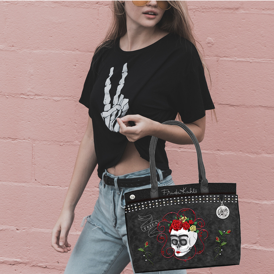 BOLSO BLACK SKULL DE ESTILO ÚNICO FRIDA KAHLO image 3