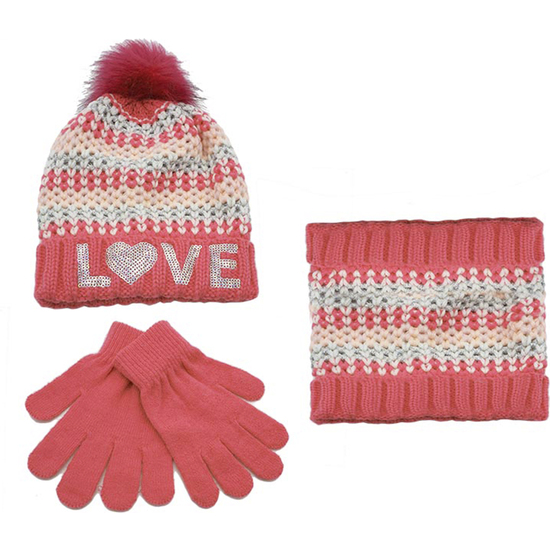 CONJUNTO DE GUANTES, GORRO Y BUFANDA PARA PREESCOLARES DE 2 A 5 AÑOS COLOR ROSA image 0