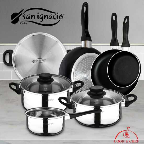 SAN IGNACIO - TOP KITCHEN MENAJE: PACK DE 3 SARTENES + BATERÍA DE COCINA 5 PIEZAS image 1