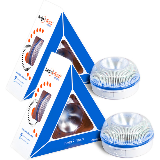 2X HELP FLASH SMART - LUZ DE EMERGENCIA AUTÓNOMA, SEÑAL V16 DE PRESEÑALIZACIÓN DE PELIGRO Y LINTERNA, HOMOLOGADA, NORMATIVA DGT, V16, CON BASE IMANTAD image 0