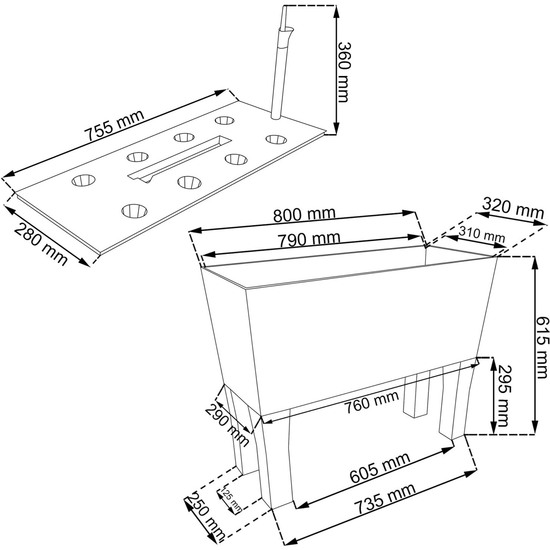 JARDINERA C/PATAS. MOD. RATO JH 600. C/AUTORRIEGO 80X33X65CM. BLANCO image 1