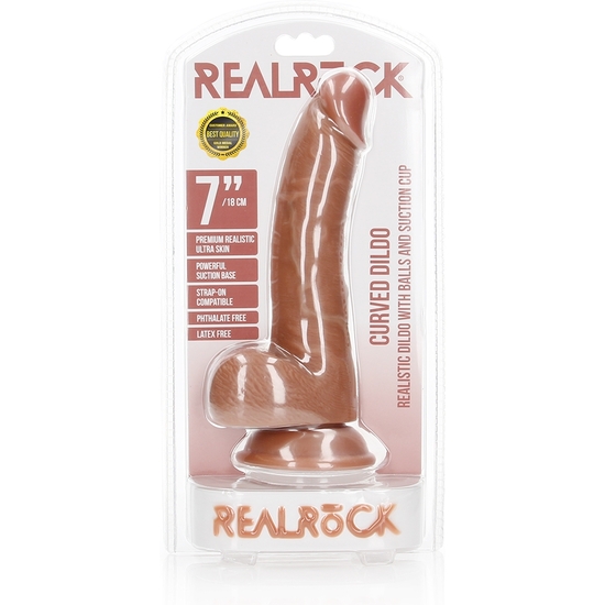 REALROCK - CURVED REALISTIC DILDO BALLS SUCTION CUP - 7/ 18 CM image 1