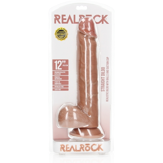 REALROCK - STRAIGHT REALISTIC DILDO BALLS SUCTION CUP - 12/ 30,5 CM image 1