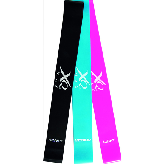 XQMAX BODY SHAPER BANDS SET OF 3 BANDS. COLOR PINK 225C 300X50X0,6MM, COLOR BLUE 300X50X0,8MM, COLOR BLACK 300X50X1MM. EACH WITH WHITE LOGO PRINT.LIG image 0