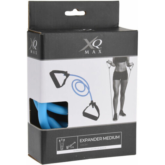 XQMAX EXPANDER MEDIUM. MATERIAL TPE. SIZE 7X10X1200MM. TPE IN BLUE-2995C, FOAM HANDLES IN BLACK. PACKED IN WINDOW COLORBOX INCLUDING MANUAL/ 130X55X20 image 1