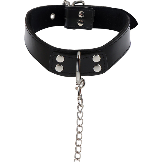 ELEGANT COLLAR AND CHAIN LEASH - BLACK image 2