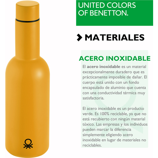 BOTELLA DE AGUA 550ML ACERO INOXIDABLE AMARILLA CASA BENETTON image 3