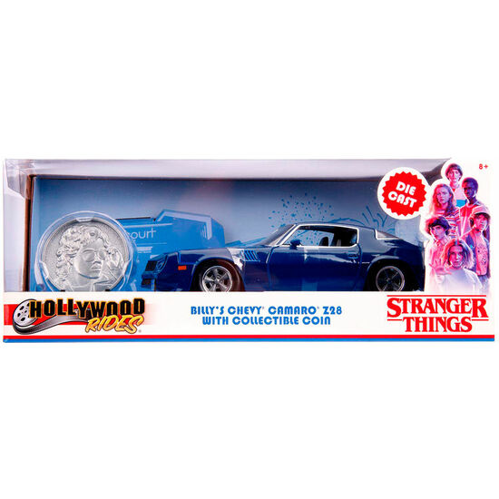 COCHE METAL CHEVY CAMARO 1979 Z28 STRANGER THINGS + MONEDA image 2