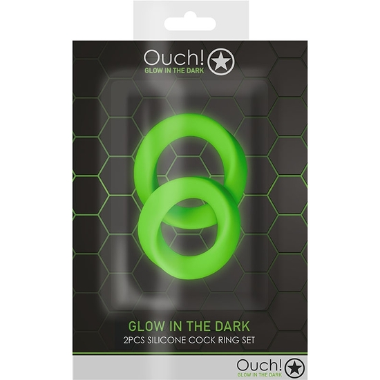 OUCH! - 2 PCS COCK RING SET - GLOW IN THE DARK image 1