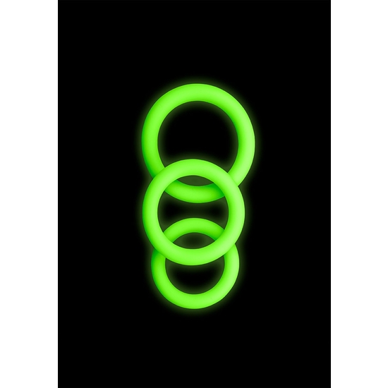 OUCH! - 3 PCS COCK RING SET - GLOW IN THE DARK image 0