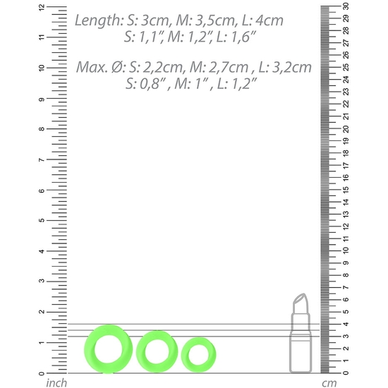 OUCH! - 3 PCS COCK RING SET - GLOW IN THE DARK image 4