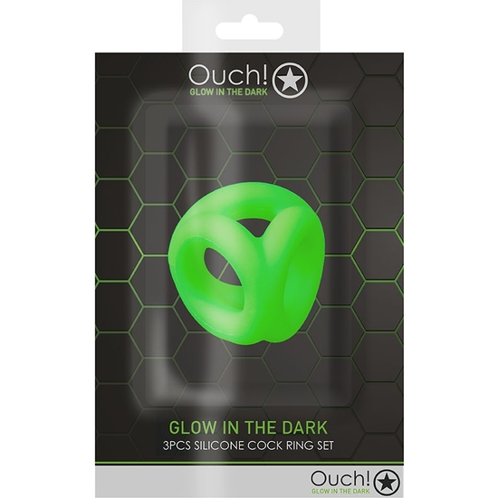 OUCH! - COCK RING & BALL STRAP - GLOW IN THE DARK image 1
