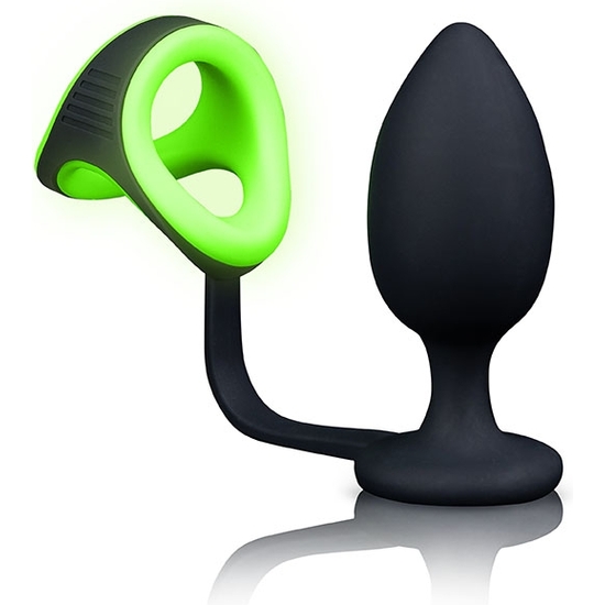 OUCH! - BUTT PLUG WITH COCK RING & BALL STRAP - GLOW IN THE DARK image 3