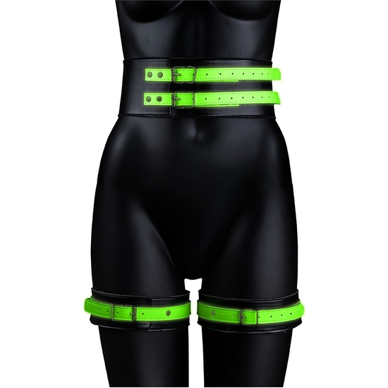 OUCH! - THIGH CUFFS WITH BELT AND HANDCUFFS - GLOW IN THE DARK image 4
