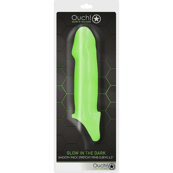 OUCH! - SMOOTH THICK STRETCHY PENIS SLEEVE - GLOW IN THE DARK image 1