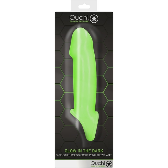 OUCH! - SMOOTH THICK STRETCHY PENIS SLEEVE - GLOW IN THE DARK image 1