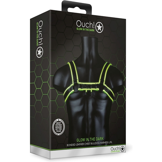 OUCH! - CHEST BULLDOG HARNESS - GLOW IN THE DARK image 1