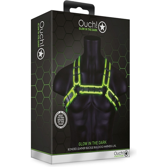 OUCH! - BUCKLE BULLDOG HARNESS - GLOW IN THE DARK image 1