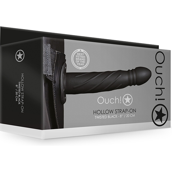 OUCH!-STRAP-ON HUECO TRENZADO - 8 / 20 CM-NEGRO image 1