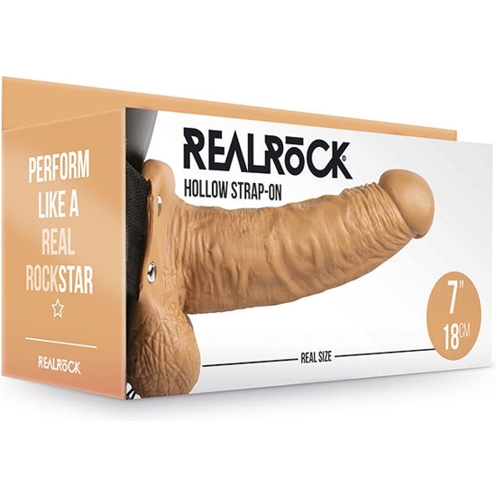 REALROCK-CORREA HUECA CON TESTÍCULOS - 7/ 18 CM-BRONCEADO image 1