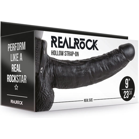 REALROCK-CORREA HUECA CON TESTÍCULOS - 9/ 23 CM-NEGRO image 1