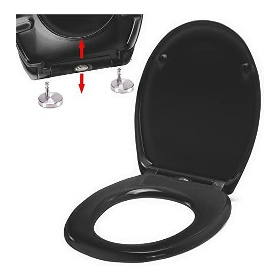 ASIENTO DE INODORO OVALADO DE ALTA CALIDAD, CON FUNCIÓN DE LIBERACIÓN RÁPIDA Y CIERRE SUAVE, TAPA DE INODORO ANTIBACTERIANA DE DUROPLAST Y ACERO INOXI image 0